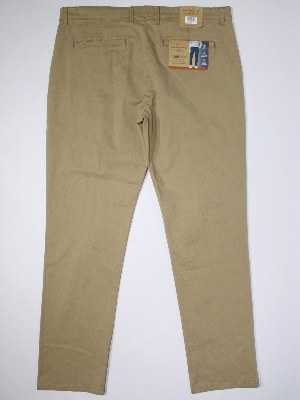 NWT Weatherproof Vintage Chino 2.0 Slim Straight Stretch Pants Khaki Men 36x32 - Picture 4 of 15